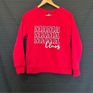 Mama Claus Womens Red Christmas Sweatshirt Pullover Size Small Holiday Santa